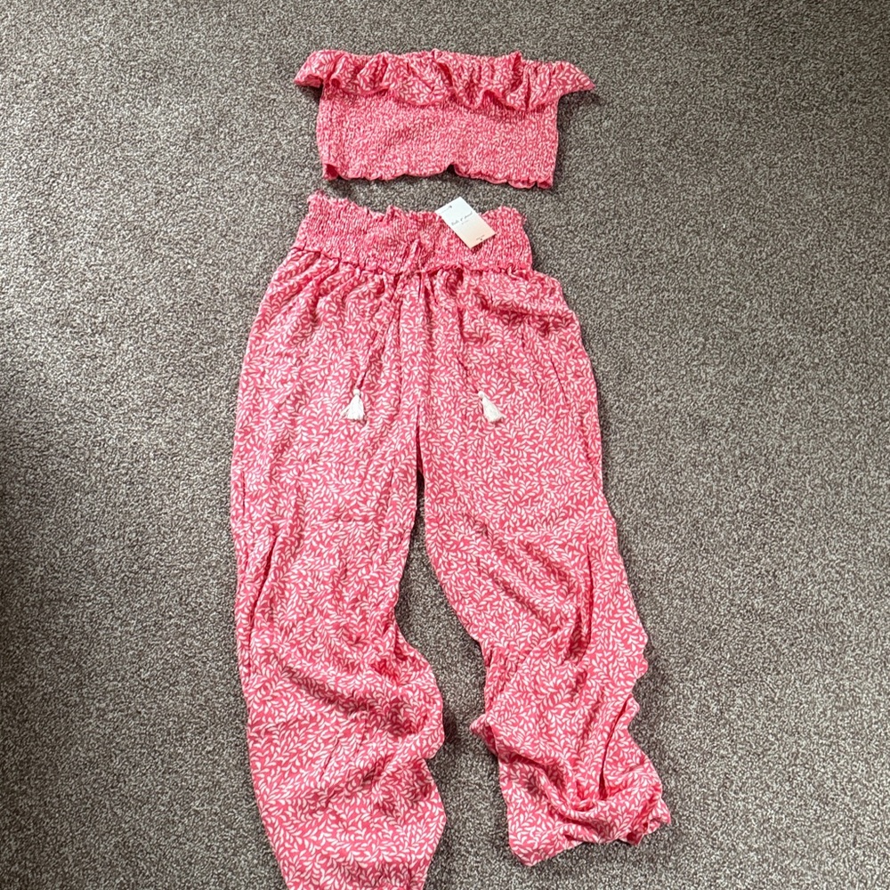 Pink Ruffle Off-Shoulder Set